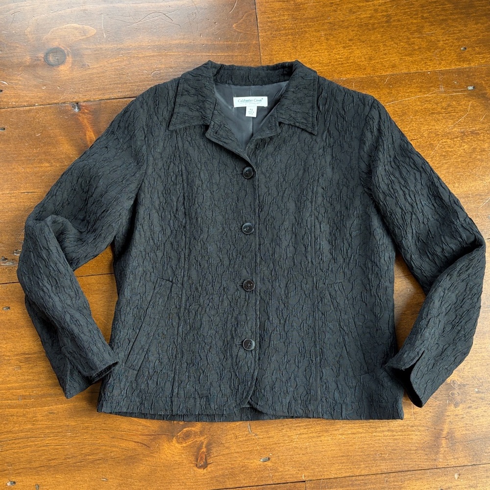 Coldwater Creek Black Button Down Blazer Sz PS